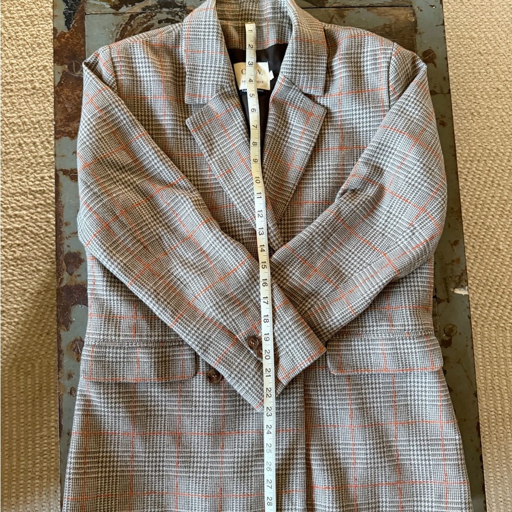 Tailored Plaid Blazer Jacket - Gray - Picture 3 of 4